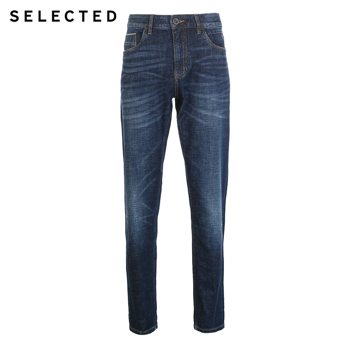 SELECTED Men's Autumn & Winter Cotton-blend Slight Stretch Straight Fit Jeans C|418132522