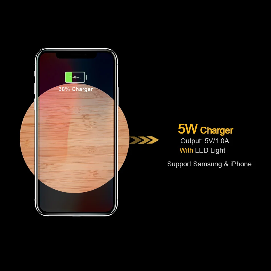 CinkeyPro деревянное Беспроводное зарядное устройство с 5 Вт зарядкой для iPhone 8 X samsung XiaoMi 5V1A зарядка мобильного телефона USB QI устройство