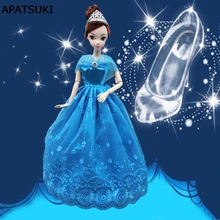 Princess Wedding Dress Fairy Tale Gown Copy Cinderella Dancing Ball Doll Clothes Outfit For Barbie Doll