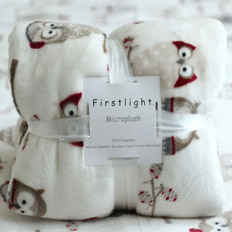 cute owl gray ripple printed flannel blankets throw on bed sofa flannel owl sheets