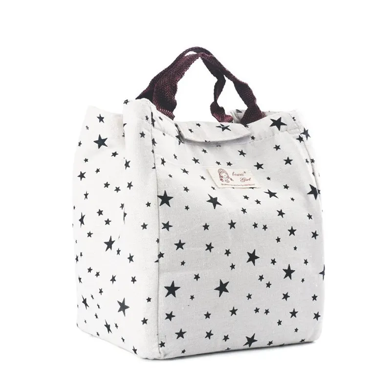 

LUNCH BAG, WELL INSULATED & WATER-SLIDE COATING HAND BAG with Hook and Loop Strip (star pattern)