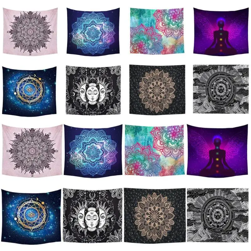 

Mandala Printed Tapestry Wrinkle Resistance Luxurious Appearance Wall Hanging Carpet Yoga Picnic Mat Home Bedroom Decor