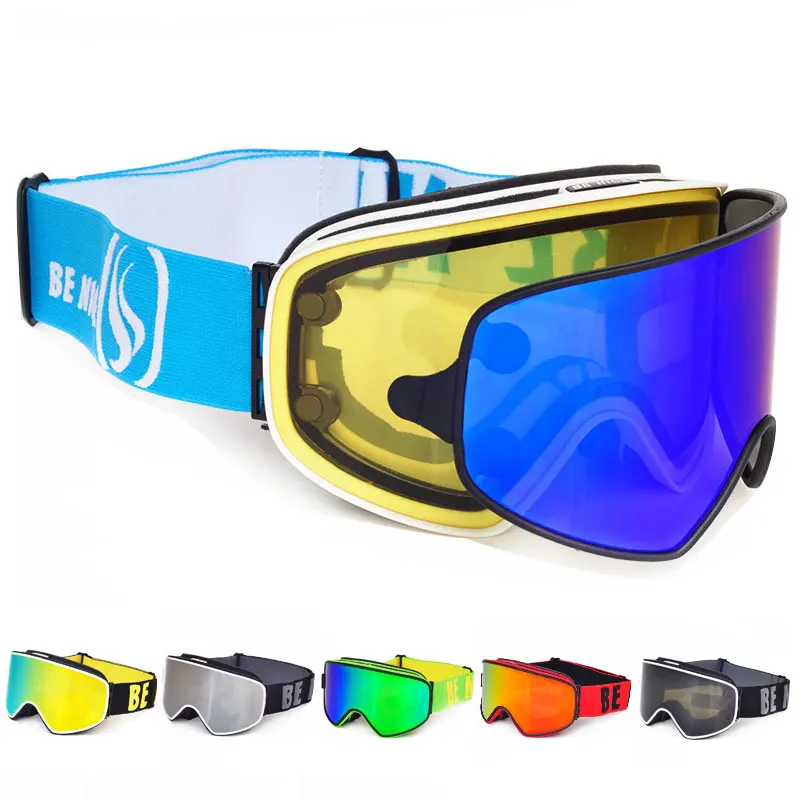 Ski Goggles 2 in 1 with Dual use polarized Lens Anti fog UV400
