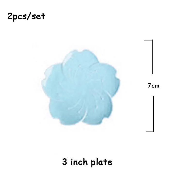 Керамическая тарелка Сакура форма поднос плоская тарелка набор японский стиль цветок фарфоровая посуда Basso-relievo десертная тарелка лоток для еды - Цвет: 3inch-blue-2pcs