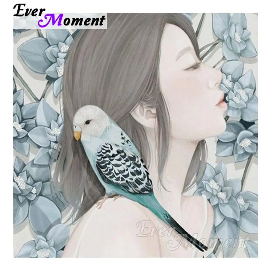 Ever Moment 5D DIY Алмазная вышивка девушка и алмазная с изображением птицы мозаика