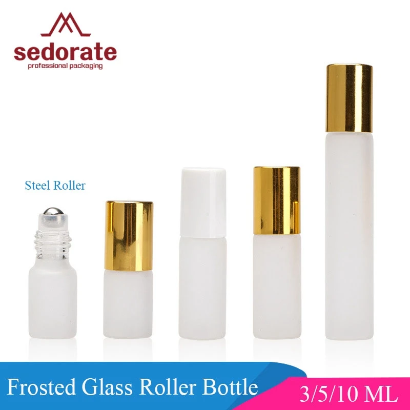 

Sedorate 20 pcs/Lot Matte Glass Roller Bottle For Essential Oil 3ML 5ML 10ML Steel Roller Perfume Scrub Glass Bottles LD001-1