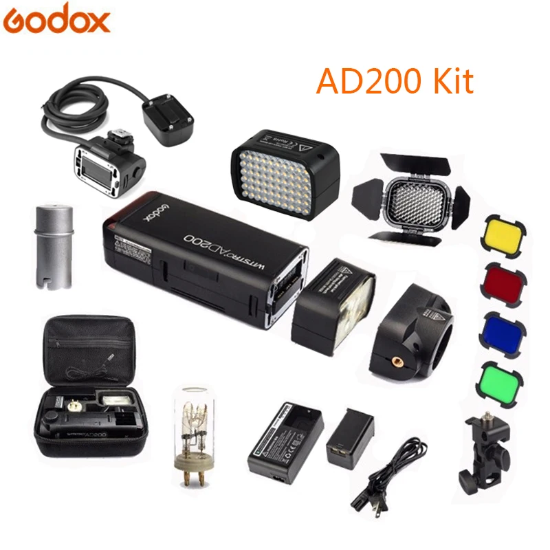 Комплект Godox AD200 200WS 2 4G TTL карманная вспышка стробоскоп 1/8000 HSS беспроводная