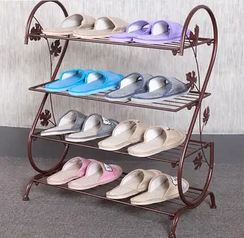 

Four Layer Iron Shoe Rack Living Room Storage Shelf Retro Storage Holder