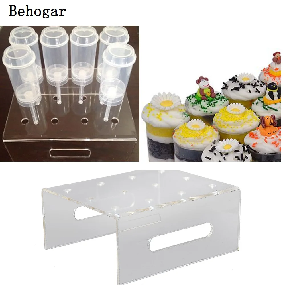 

Behogar 12-Hole Acrylic Cupcake Cake Muffin Dessert Push Pop Display Stand Holder for Wedding Birthday Party Christmas Decor