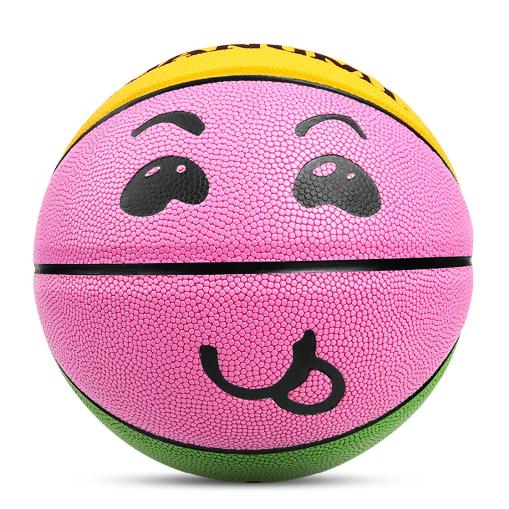 

Kuangmi Kids Basketball Sports Fun Game Ball Children Baby Toy Smiling Face Basketball Standard Size 3 4 5 for training purpose