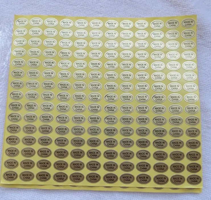 

9*13mm 2700pcs MADE IN CHINA Stickers label oval gold black font round 15 sheets/lot Adhesive Sticker MADE IN CHINA Sticker