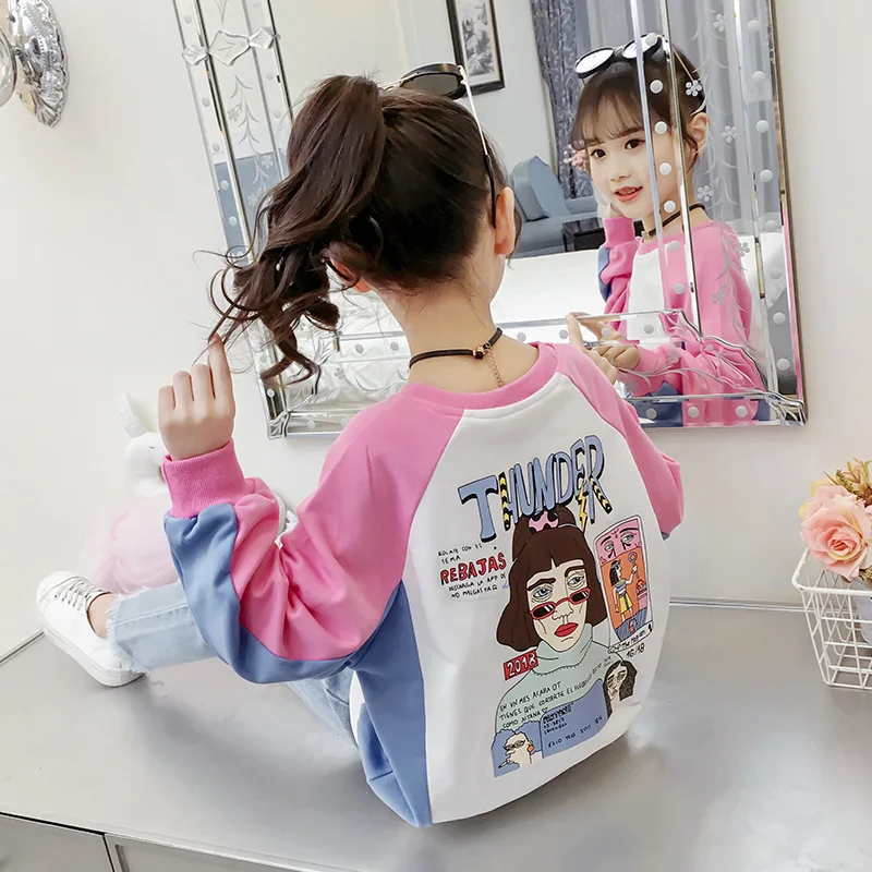 

Girls Cotton Sweatshirt Children Letter Printed T Shirt Kids Sweaters Korean Style Spring Autumn