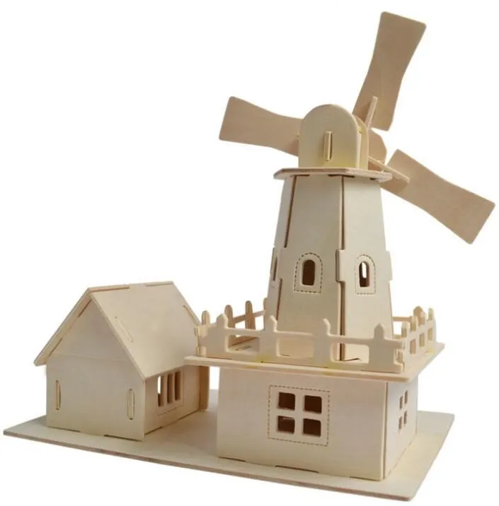 Моделирование мельница коттедж игрушка модель 3d трехмерные деревянные головоломки игрушки для детей Diy ручной работы деревянные