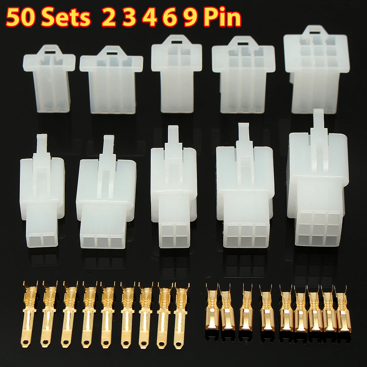 

50 Sets 2.8 mm 2 3 4 6 9 Pin Electrical Wire Connectors Terminal Car Electronics Female Male Housing Terminal for Car Motorcycle