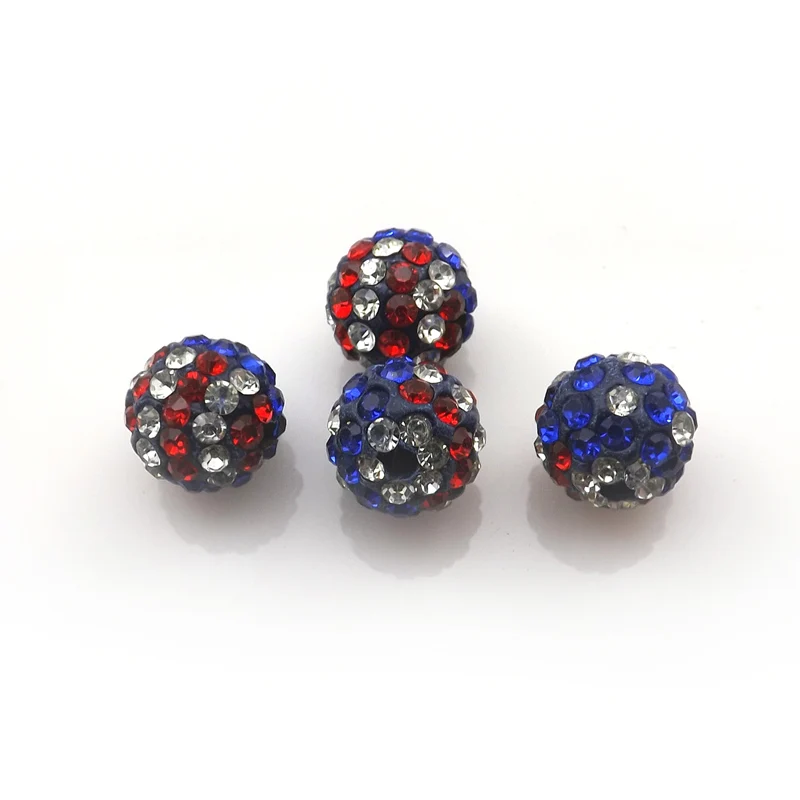 

Fashion 10mm US Flag Rhinestone Pave Disco Ball Crystal Beads 100pcs/lot