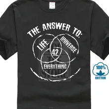 42 ответ на жизнь Вселенная и все, футболка с короткими рукавами, скидка, хлопок, серый цвет