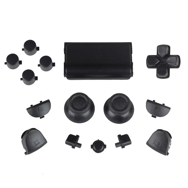 Custom Replacement Solid Full set buttons for PS4 controller Black 5