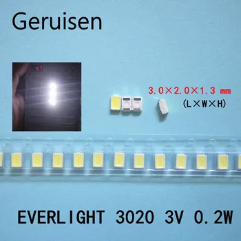 

50PCS / LOT EVERLIGHT LED Backlight 0.5W 3V 3020 Cool white Notebook / Tablet Application 45-11-BFSB-61303501E-2T8-AM(LR)