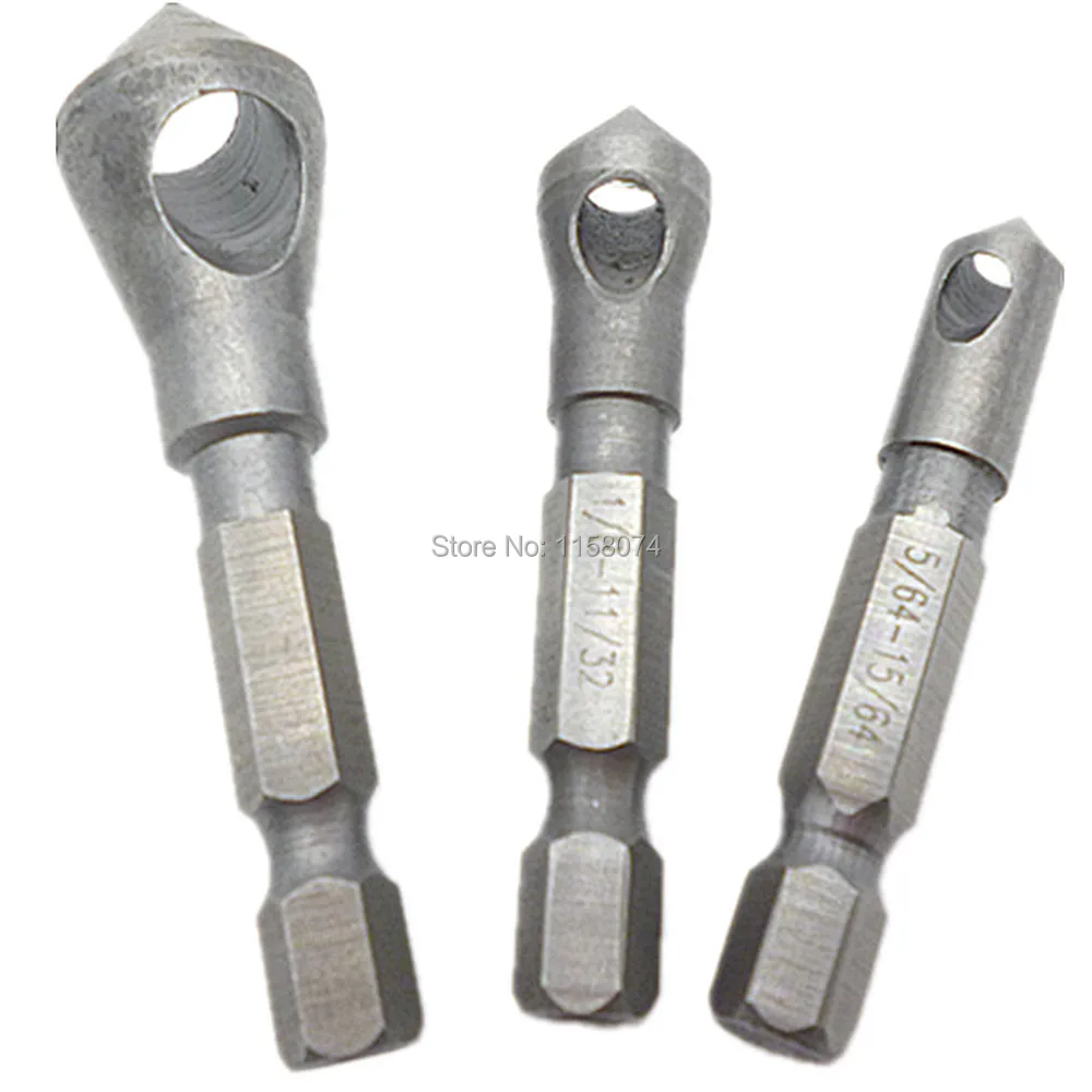 Industrial Countersink and Deburring Tool Quick-Change Hex Shank 3-Pc Set Hole Countersinker Plastic PCB Wood Cutter Chamfer Bit |