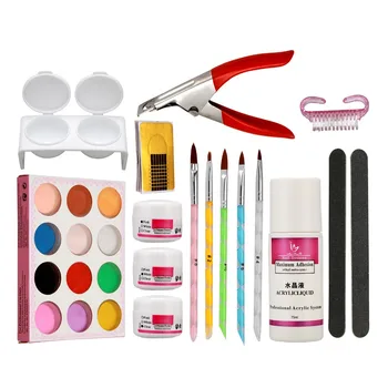 

Anmas Rucci Nail Art Kit Set Acrylic Powder Clearser Plus Brush Sanding File Tools Pro Sets