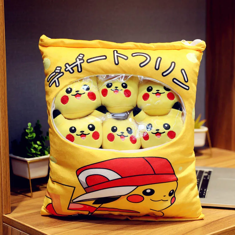 Большой мешок закусок подушки Пикачу коричневый Doraemon Crayon Shin-chan мягкая плюшевая игрушка подушка мягкая кукла подарок на день рождения - Цвет: Pikachu