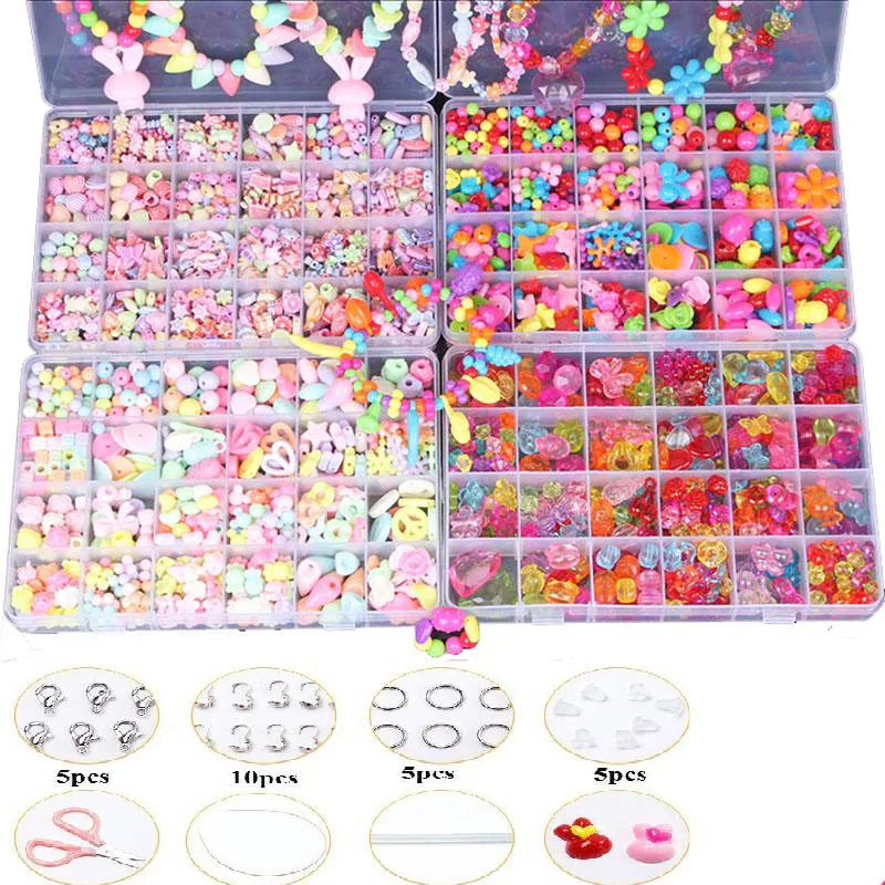 astounding Girls Jewelry Making Beaded toys Creative DIY Acrylic Beads Kit Accessories for Bracelets Handmade
