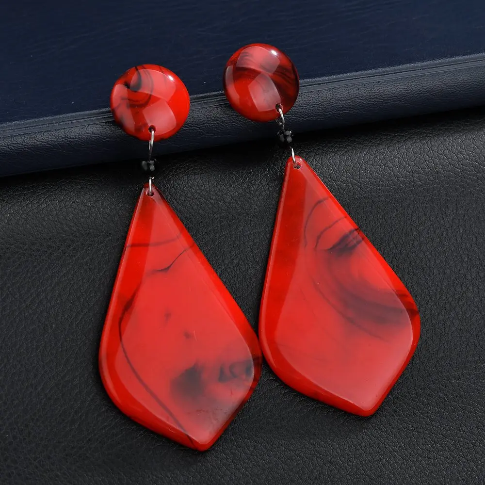 

KMVEXO Blue Red Resin Geometric Earrings For Women Fashion Jewelry Party Statement Pendientes 2018 Hot Accessories Ethnic Gift