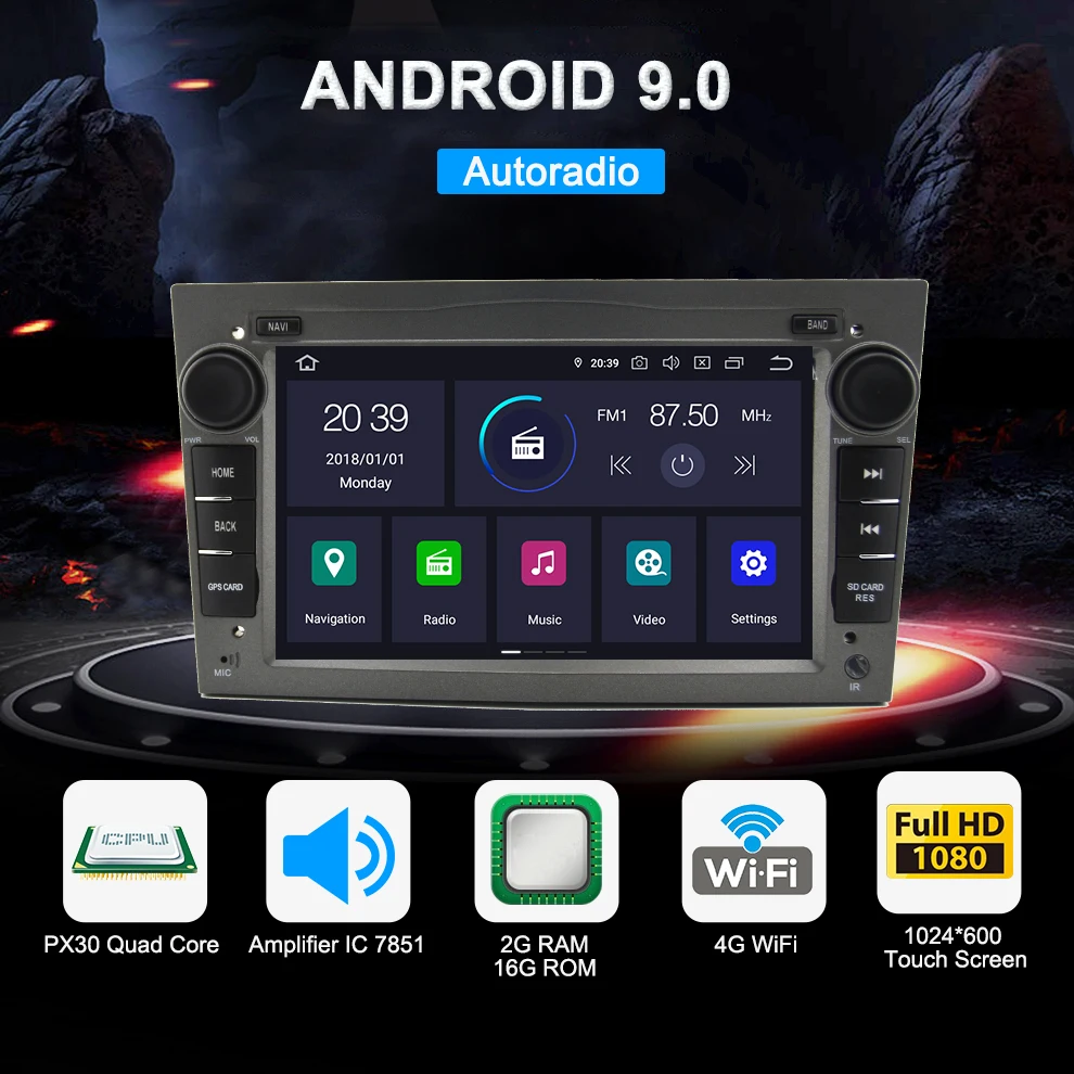 AUTOTOP 2 Din Android 9,0 автомобильный DVD gps для Opel Vauxhall Astra Meriva Vectra Antara Zafira Corsa Agila " gps радио плеер без DVD