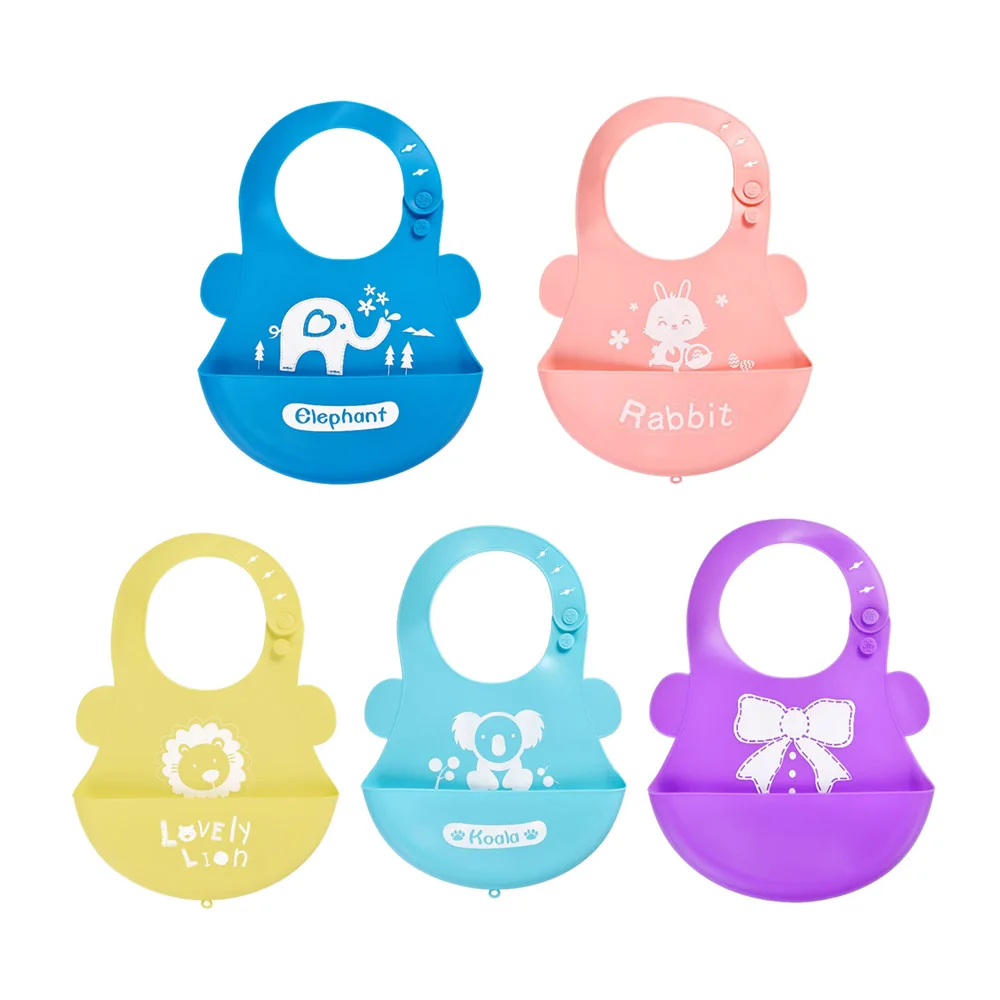 

Food grade silicone bibs Children's Feeding pockets Waterproof Burp Cloths Toddler Kids Adjustable Feeding Apron