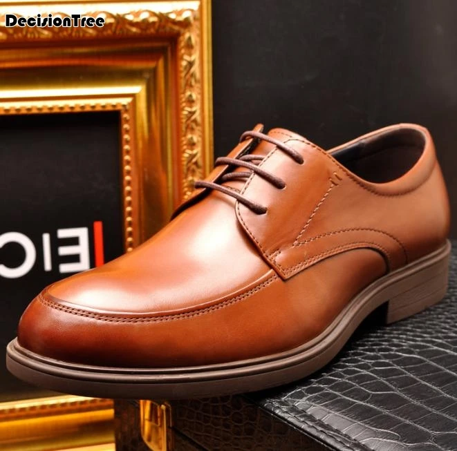 

Quality Business Men Shoes Genuine Leather Men's Flats Shoes Lace Up Round Toe Design Solid Male Breathable Dress Shoes Z333