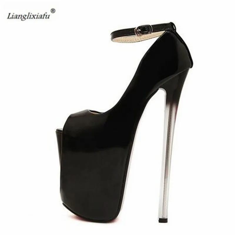 

LLXF Summer Sandals CDTS Plus:34-43 sexy Stiletto 16/19/22cm thin heels platform single shoes, Ankle Strap women wedding pumps