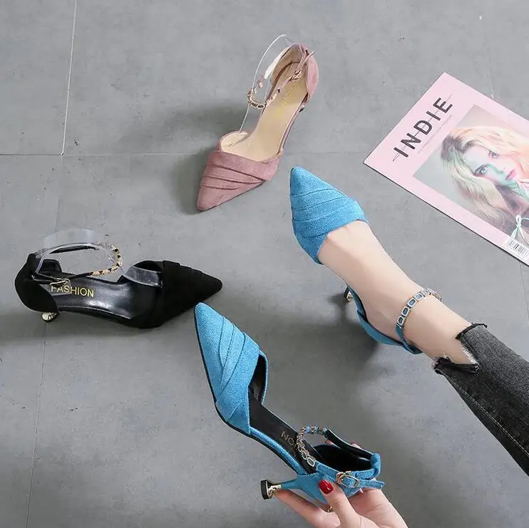 Mhysa/Новинка года; элегантные дамские туфли; сезон весна; пикантные модельные туфли с острым носком на высоком каблуке с ремешком на щиколотке; женские свадебные туфли на высоком каблуке 5 см; T579