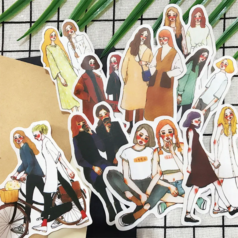 

25PCS DIY scrapbooking stickers hand-painted fashion girlfriends girls stickers albums calendar happy planner decorative sticker