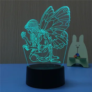 

2019 Elf 3D Nightlight Luz De LED Holograma Creative Desk Lamp Acrylic Colorful USB Lampka Touch New Year Gift Ambiance Lights