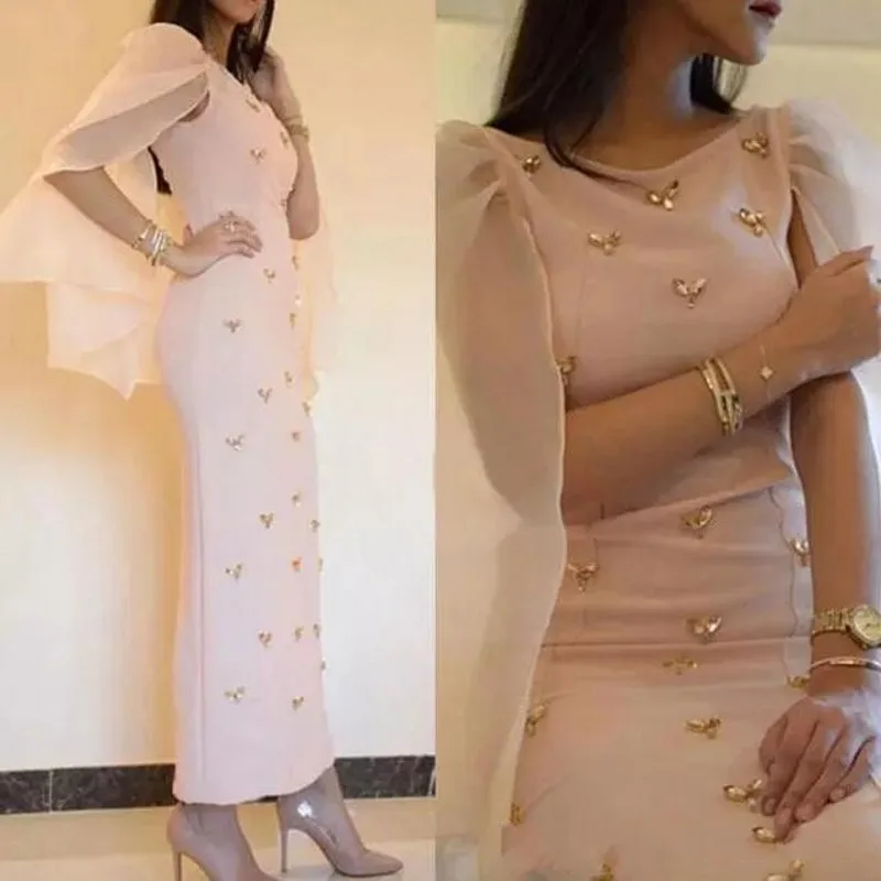 

abiye vestido de festa robe de soiree Beaded Evening Gowns Elegant Ankle Length Dubai Prom Gown Sleeveless Formal Dress Long