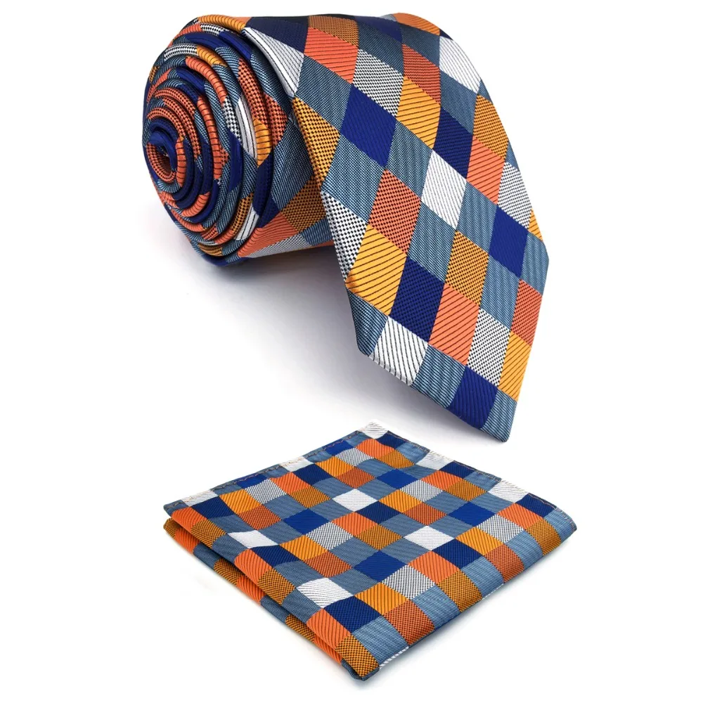 

S17 Checked Multicolor Ties for Men Neck Tie Silk 63" 6cm Tie Extra Long
