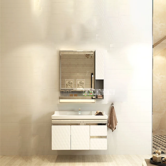 $US $127.80  HSL-001 Stainless Steel Mirror Cabinet Wall Cupboard Wall Cabinet Washstand Sink Combination Bathro