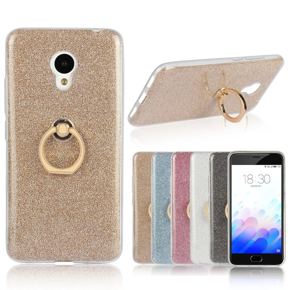 

Meizu M2 Mini Case 5.0 inch Perfect Design Soft TPU Silicone Ring Holder Glitter Back Cover Case For Meizu M2 Mini Phone Cases