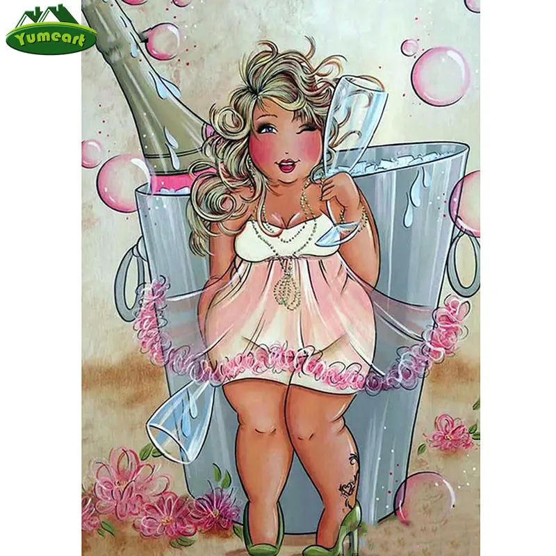 YUMEART Handmade Full Square 5D DIY Diamond Painting Fat Woman Embroidery Cross Stitch Mosaic Home Decor Gifts Modular Pictures | Дом и сад
