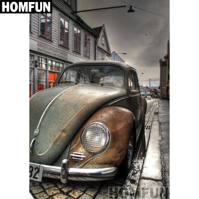 Алмазная живопись HOMFUN A01001 полноразмерная/круглая 5D Вышивка крестиком ретро
