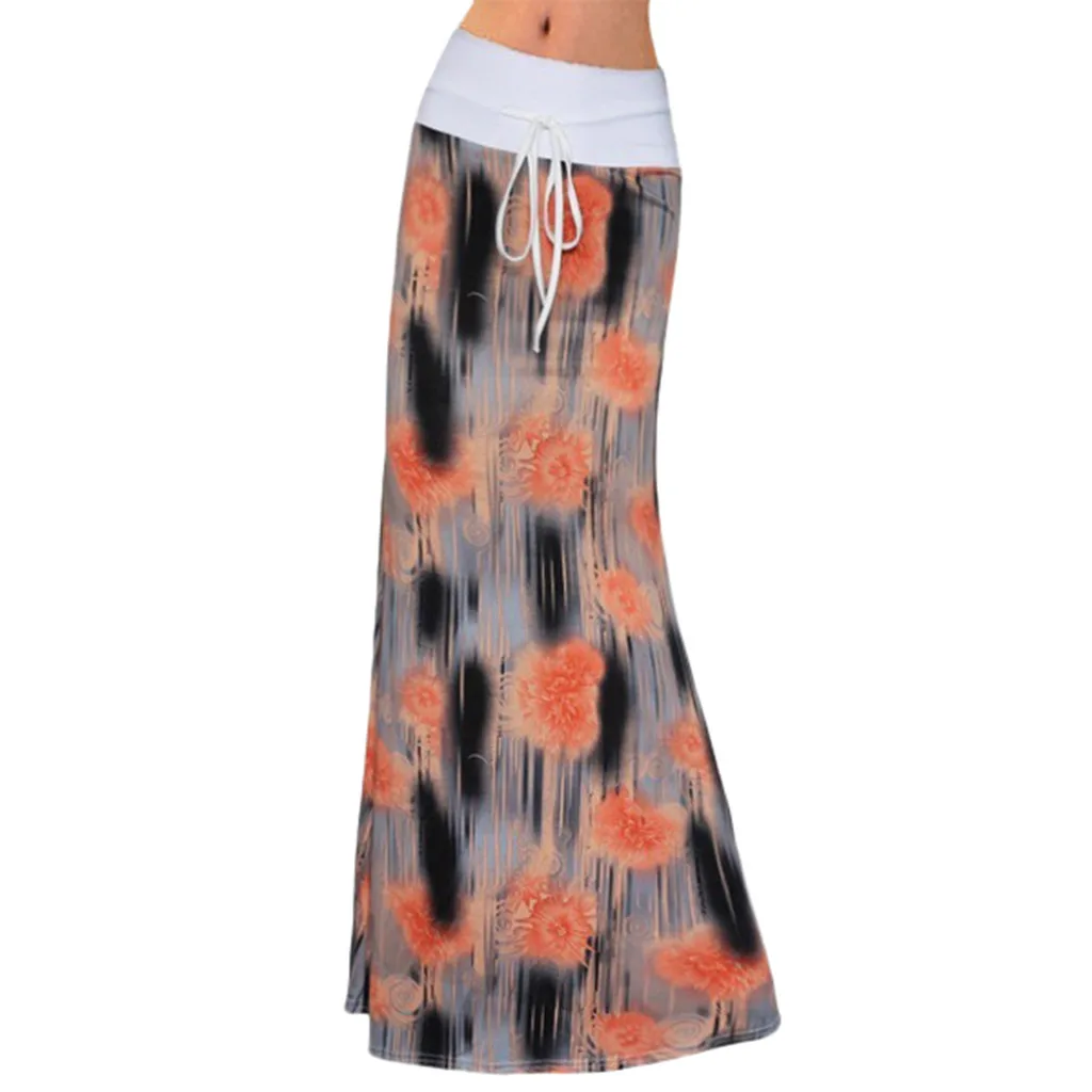 Новые Для женщин юбки Повседневное европейских шаблон высокая эластичность плиссированные Boho Цветочный принт набедренная юбка ремень