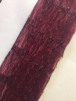 

Nigerian french net Lace Jolin-12.1410 Embroidered Cord Lace Fabric with full beads for bridal dress