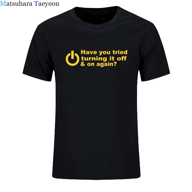 Men's T-shirt HAVE YOU TRIED TURNING IT OFF AND ON AGAIN? FUNNY PRINTED MENS T SHIRT GEEK NERD Tshirts Clothing | Мужская одежда