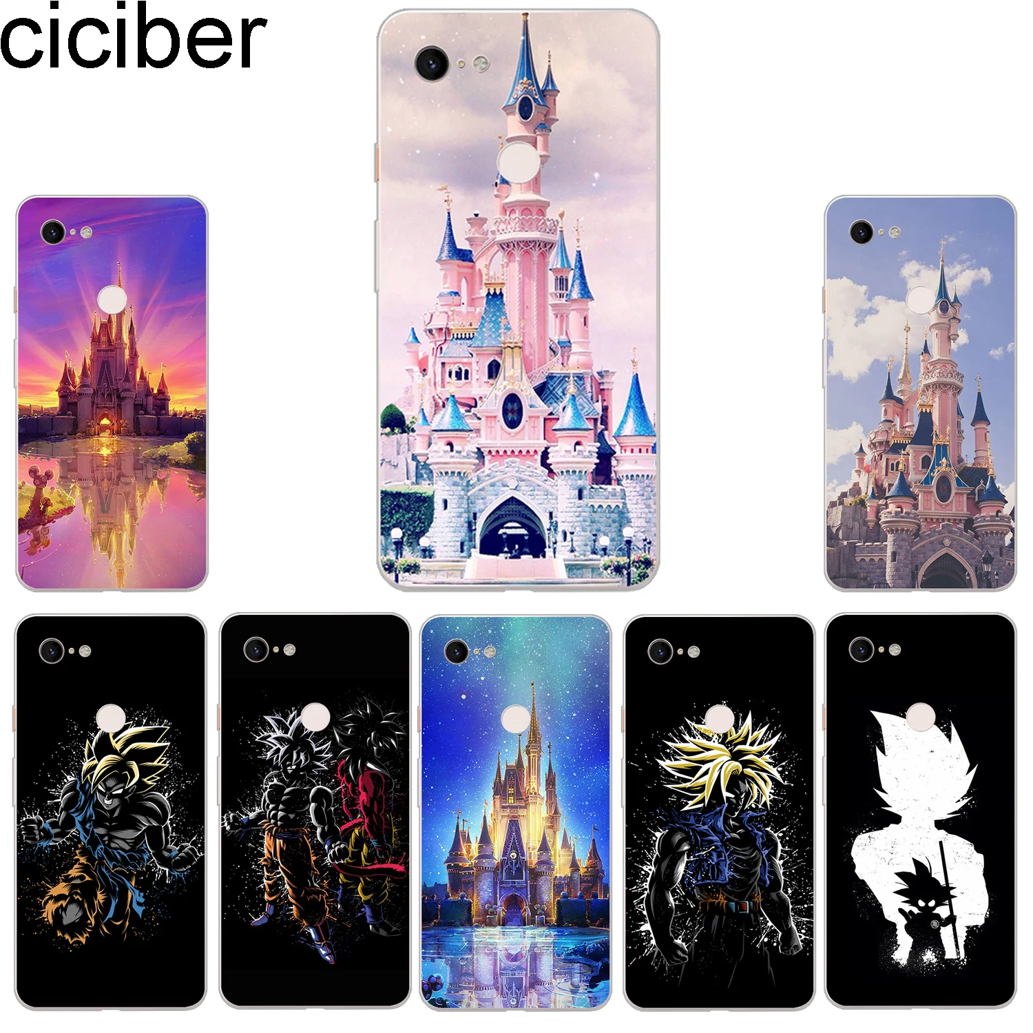 

ciciber New Fashion Phone Cases For Google Pixel 3 2 XL Case Soft TPU Back Cover for Pixel 3XL 2XL Castle Dragon Ball Funda Capa