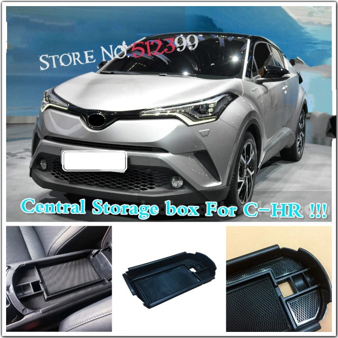 

Accessiores! Black Plastic Interior Console Central Storage Box Holder Container Car styling For Toyota C-HR CHR 2016 2017