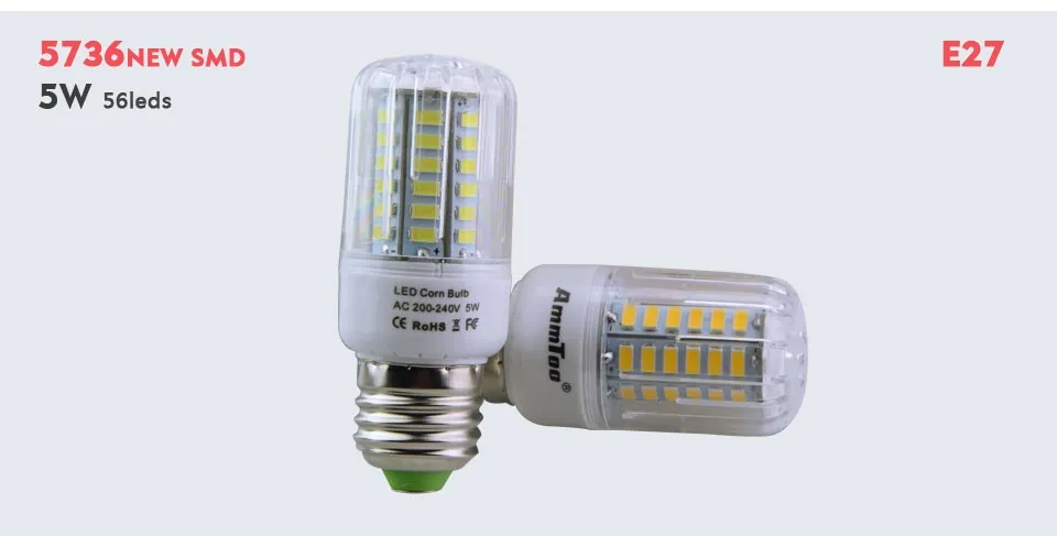 Обновленный 5736 SMD светодиодный светильник E27 E14 3 Вт 5 Вт 7 Вт 9 Вт 12 Вт 15 Вт светодиодные лампы 220 в 230 В лампада светодиодный светильник в форме свечи для украшения дома