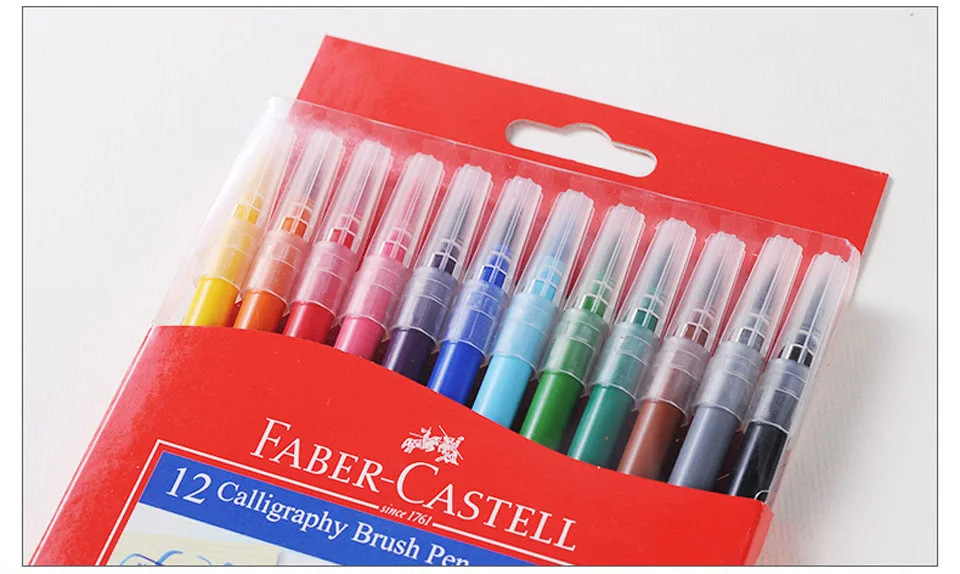 Faber Castell Акварельные Aquarell каллиграфии маркеры щеток с мягким наконечником рисовать графический маркер на Цветной ручка для рисования манги 12 Цветов