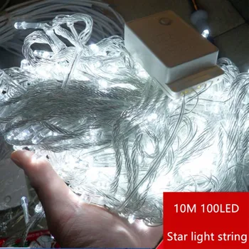 

Hot 10M 100LED String Lights Waterproof Holiday Wedding Christmas Tree Party Garden Decation Strip Lamp With Tail Bead 100pcs