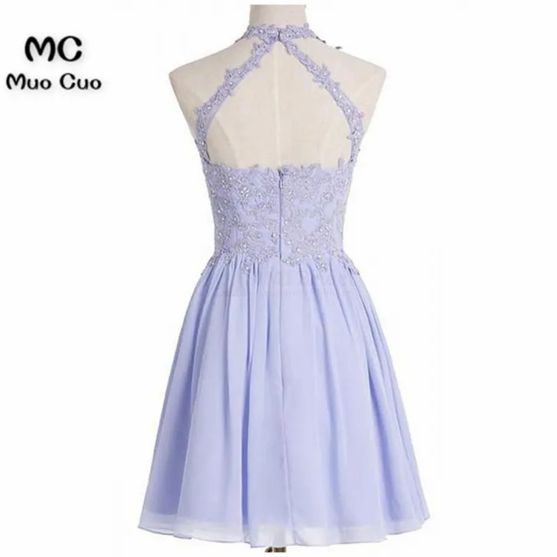 A Line Halter Lavender Applique Bodice Short Homecoming Dresses Party Dresses Prom Dresses4