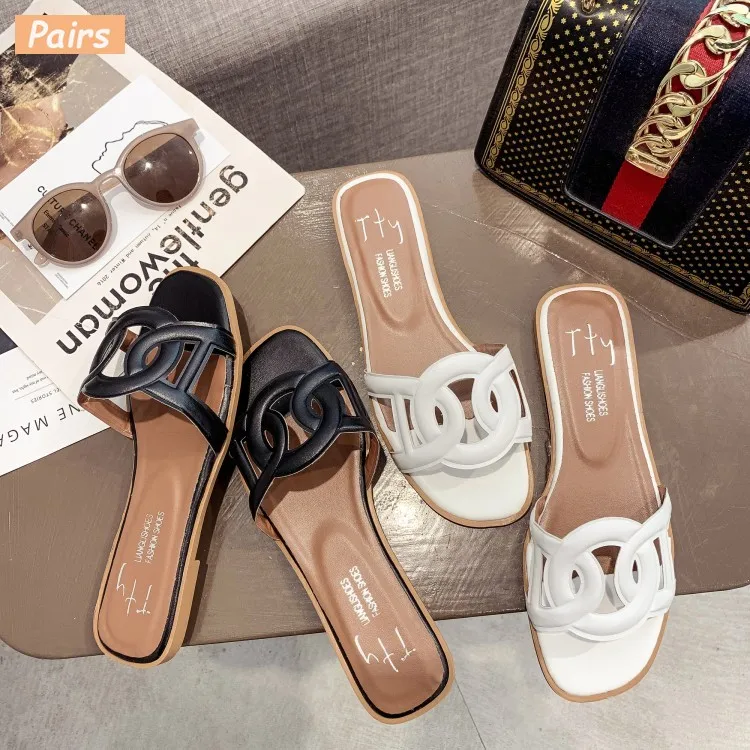 

2019 Summer New Cool Slippers Beach Fashion Comfortable Indoor Non-slip Outdoor PU Slippers Flip Flops Women